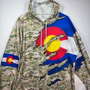 Colorado Flag Camo Hoodie Garment‎ One Clothing Pullover Camouflage Mens Large